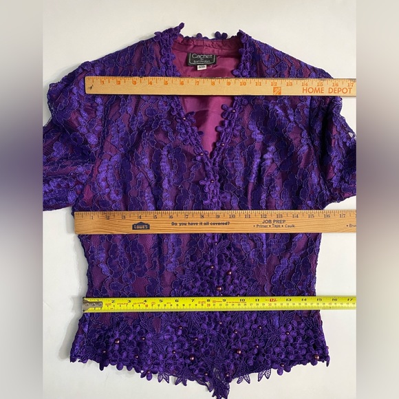 Cachet by Bari Protas Women Vintage Purple Lace Blazer Jacket Women’s Size 9/10 - Picture 5 of 15